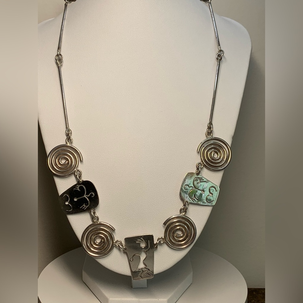 Vintage Rare Sterling Silver Spiral & Cut-Out Abstract Silpada-Like Necklace